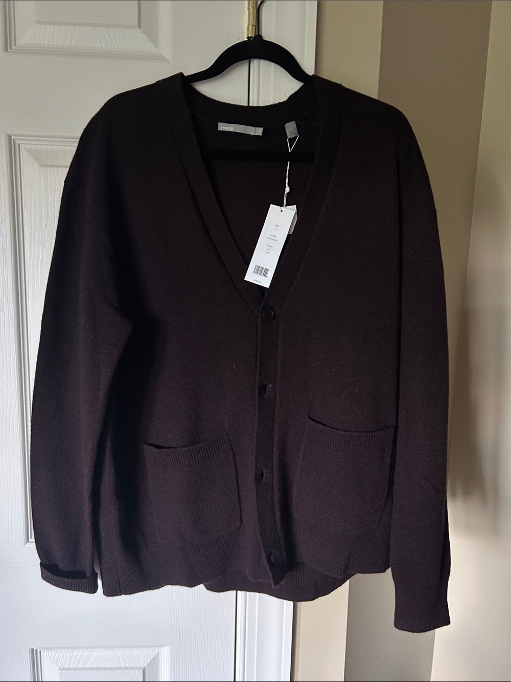 Vince Men's Chocolate Brown V‑Neck Button Cardigan